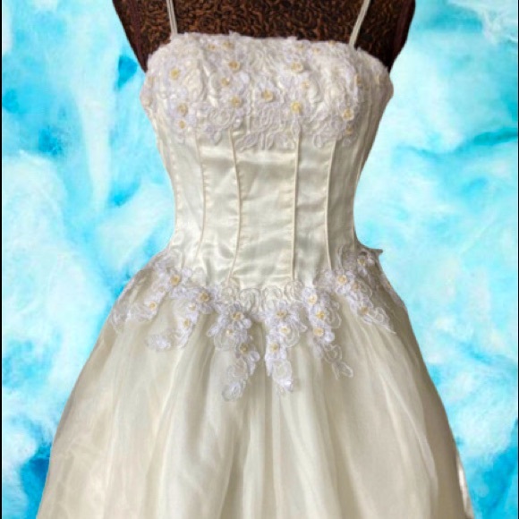 🤍 BALL GOWNS WHITE BEIGE DRESS/ # 008 - Picture 4 of 16